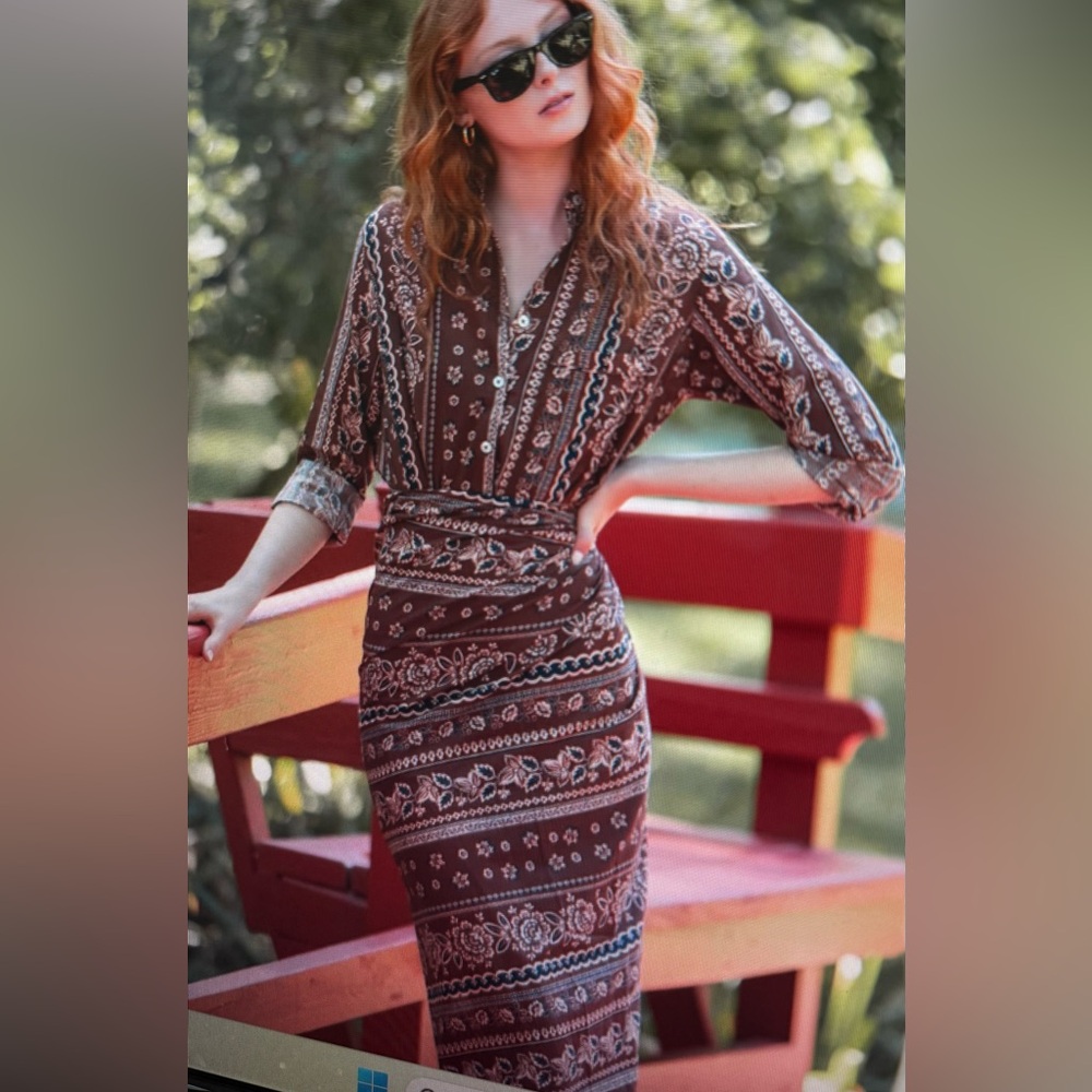 Julia Amory Blue Pareo Set with White Trim - Picture 7 of 8